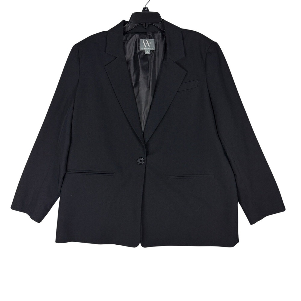 Worthington Womens XL‎ Black Wrinkle-Free Single Button Blazer Jacket NWT